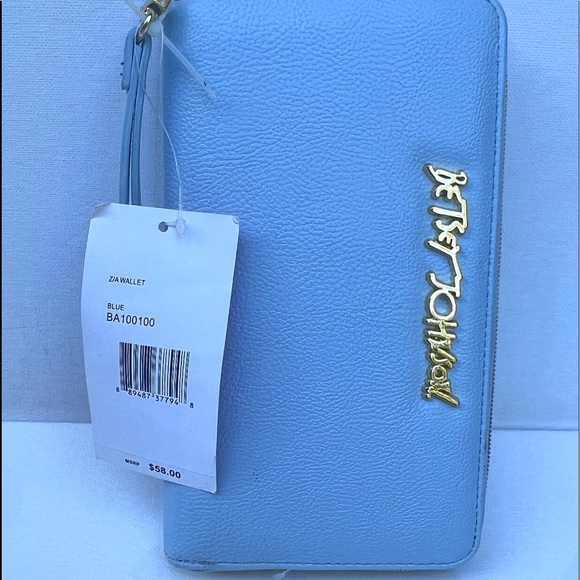 Betsey Johnson Pebbled Blue Zip Around wallet - Picture 4 of 11